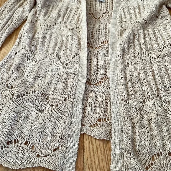 Cárdigan Y2K American Rag tejido a ganchillo frente abierto para mujer XS encaje rosa rubor Foto 4 de 4