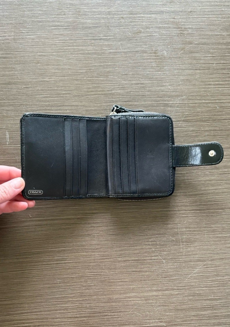 EUC 2008 Coach Legacy Signature Stripe Compact Wallet - Gem