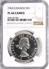 PL66CAM 1963 $1 Canada Silver Voyageur Dollar, NGC PL66CAMEO