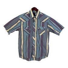 Vintage Wrangler Shirt Men  s 16 X Long Tails Single Needle Pearl Snap Western