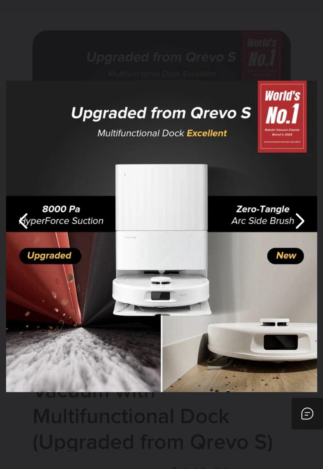Roborock QV 35A Robotic Vacuum Cleaner & Empty Wash Full Dock