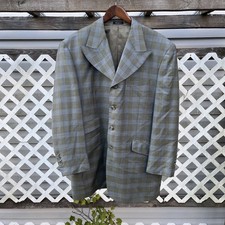 Vintage Valentino Garavani Mens Suit Jacket Grey Wool Plaid Blazer Made In Italy