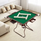 Mahjong Table w/ 4 Cup Holders & 4 Drawers for 4 Player People Foldable Portable