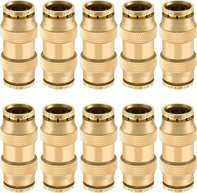 5/8'' Quick Push to Connect Fittings Brass Union Straight Joint DOT Approved 5...