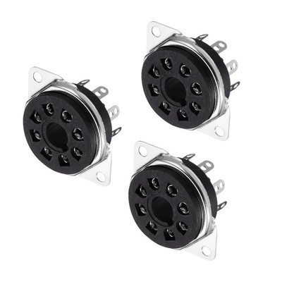 8pin PCB Tube Socket Ceramics, Vacuum Tube Protect Socket Black 3pcs，GZS8-B2