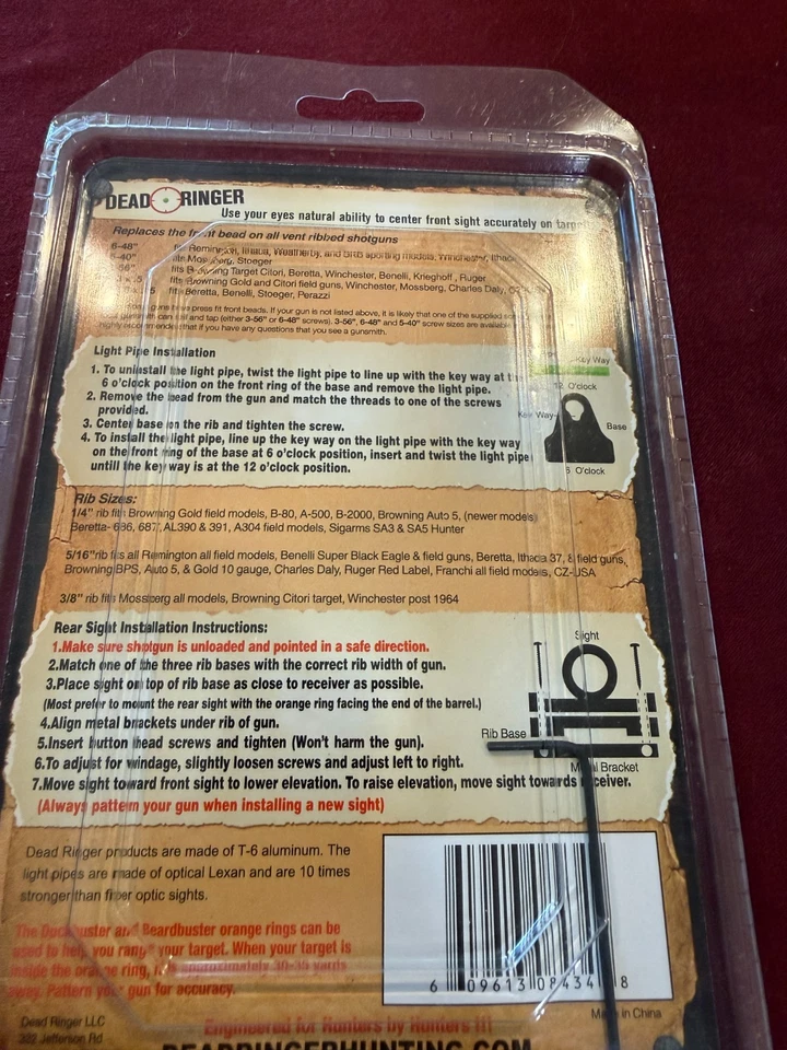 Mira delantera y trasera escopeta Dead Ringer Duck Buster, naranja verde negro NUEVO Foto 2 de 2