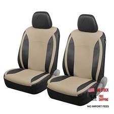 Motor Trend Beige Faux Leather Car Covers for Front Seats &ndash; Beige Two-Tone