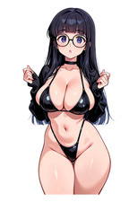 2690 Nerdy Cutie Sticker, Made In USA, Laminated, Waifu, Busty, Glasses