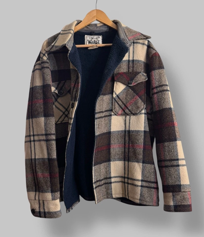 Vintage Woolrich Fleece Lined Wool Plaid Flannel Shirt Jacket Size XL Made USA - Image 2 of 4