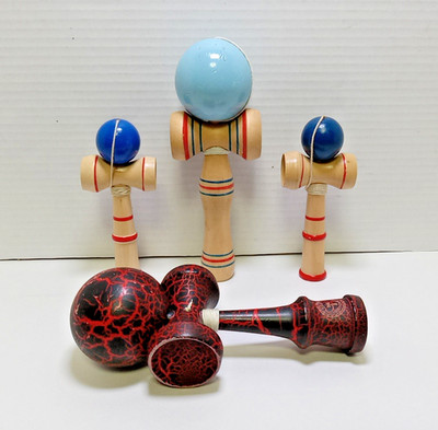Kendama Lot Of 4 Japanese Wooden Skill Toys Please Read