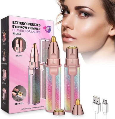 2 in 1 Electric Eyebrow Face Hair Remover Painless Facial Trimmer Razor Epilator