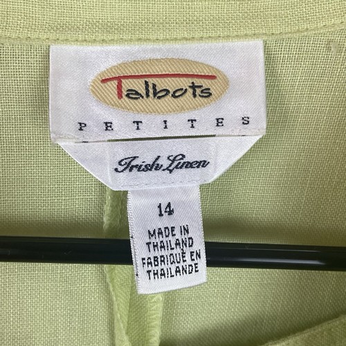 Talbots Petite 14 Women’s Two Piece Irish Linen Lime Green Tank And Blouse - Picture 6 of 7
