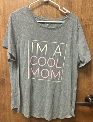 Womens EVRI 0X Short Sleeve T-Shirt Jersey Gray Graphic 'I'm a Cool Mom'