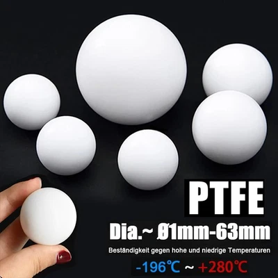 Ø 1mm - 63mm Weiß Solide PTFE Kugeln Membranpumpen Ventilkugeln Dichtungskugeln - Bild 1 von 4