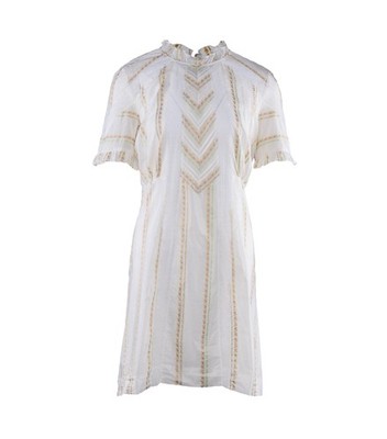 Sandro Paris Women's Ecru Lace Floral Short Dress Size 38 FR 10 UK 6 US R20066E
