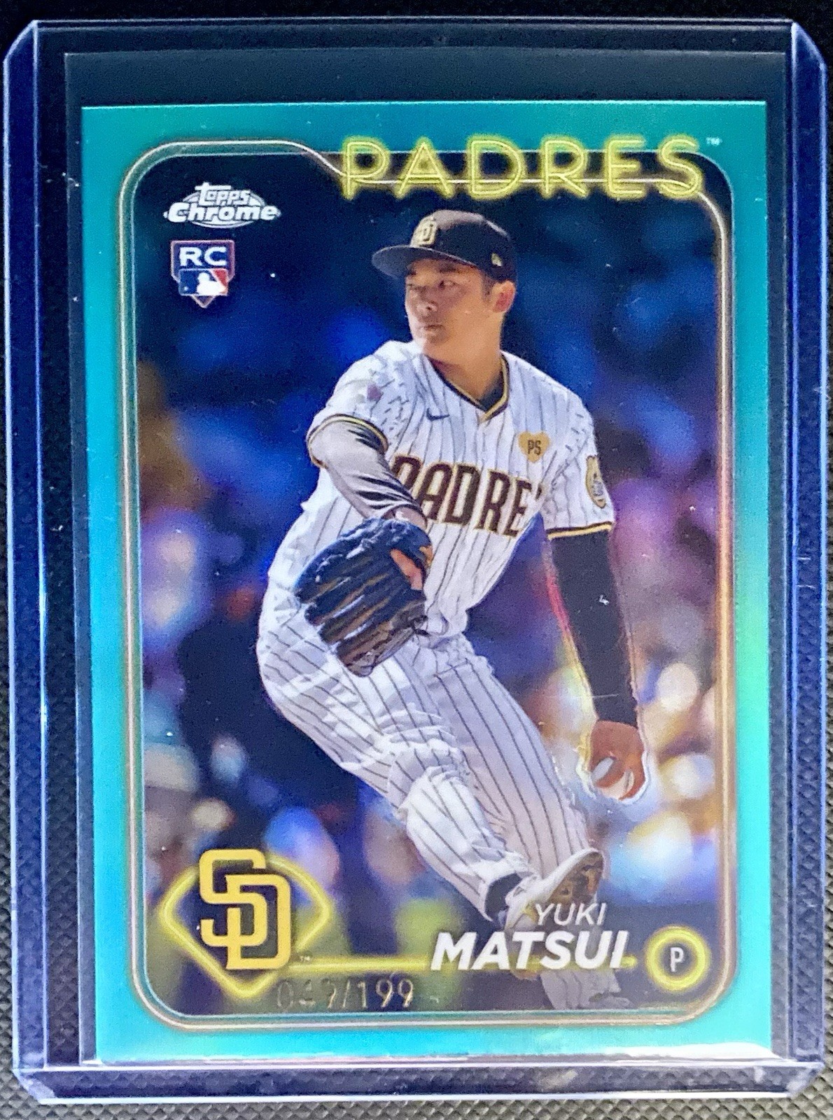 2024 Topps Chrome Yuki Matsui Rookie RC Aqua Refractor /199 #116 Padres