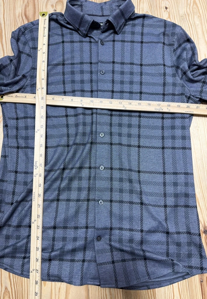 Camisa negra a rayas tejida SoHo Express para hombre talla mediana alta Foto 3 de 4