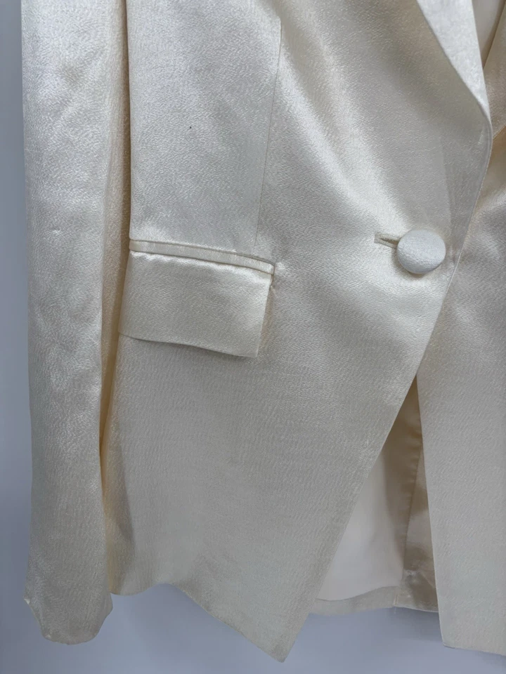 Veronica beard Athens Satin Peak Lapel Blazer In Off White blazer size 0 - Image 4 of 4