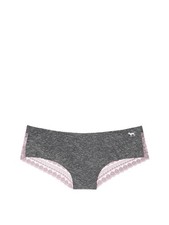 Victoria's Secret PINK No-Show Dot Lace Trim Cheekster Panty Heather Grey