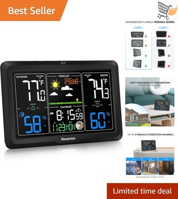 Wireless Indoor Outdoor Weather Station Thermometer Atomic Clock Humidity Gauge