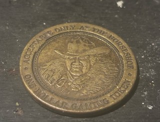 BINION'S HORSESHOE CASINO 1965 FM $1 ONE DOLLAR SLOT GAMING TOKEN Las Vegas
