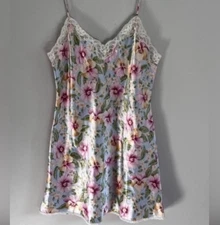 Vintage Val Mode Beautiful Floral Lace Trim Sleep Dress Nightgown