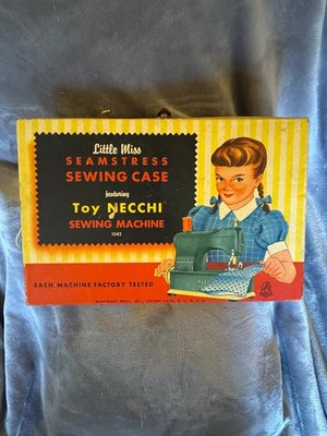 Vintage 1950's Little Miss Seamstress Toy NECCHI Sewing Machine Set, Hasbro Doll