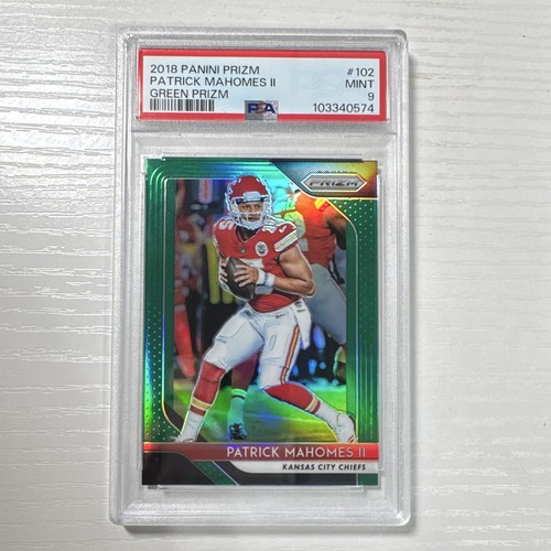 Panini 2018 Prizm Patrick Mahomes II Green Prizm #102 PSA 9