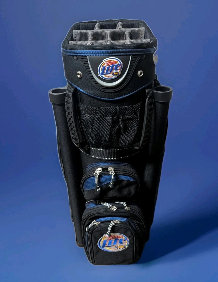 Nueva bolsa de carrito de golf Datrek Delta Miller Lite con logotipo de cerveza bordada tapa de 14 vías Foto 2 de 4