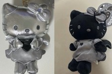 Sanrio Hello Kitty Black Angel Plush Mascot Charm Set Silver  Black Japan Rare