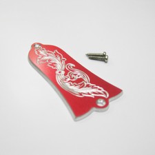 Classical leaf pattern red aluminum truss rod cover fits most Gibson guitars