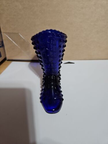 Fenton Cobalt Hobnail Glass Boot - Picture 2 of 7