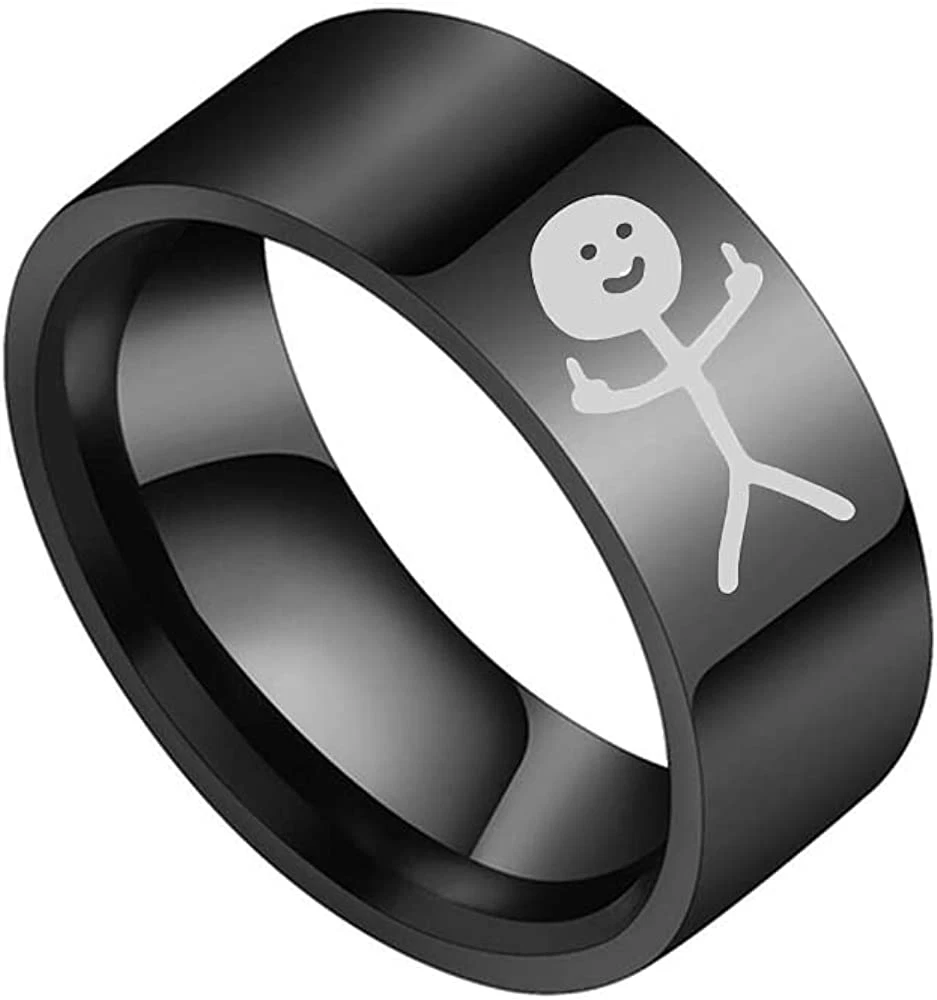 Funny Doodle Matching Promise Rings for Couples Romantic Wedding Engagement Fing