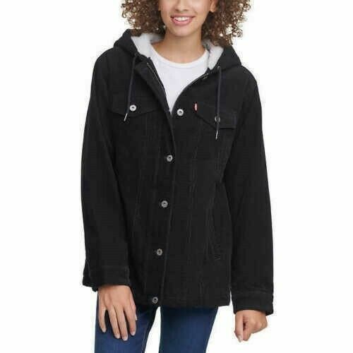 Ladies Womens Corduroy Jacket Hooded 