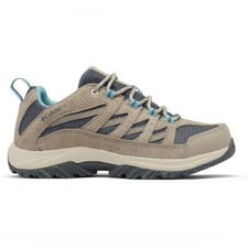 Women  s Columbia Crestwood Low Waterproof Hiking Shoe Size 7 Tan/Teal EUC