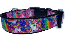 Unicorn & Rainbow dog collar 3/4 inch width adjustable cute dog collar