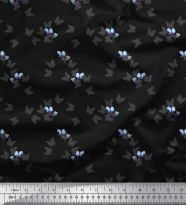 soimoi black cotton poplin fabric berries butterfly print sewing m7w ebay