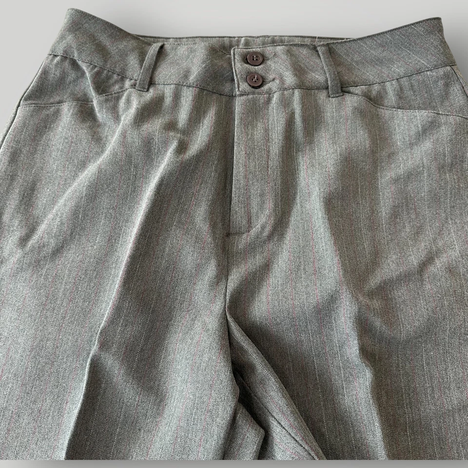 White Stag Women's 12P Gray Pinstripe Poly Blend Button Zip Dress Pants - Image 4 of 4