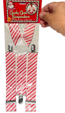 CANDY CANE SUSPENDERS Red White Stripes Adult Christmas Costume Clown Santa Elf