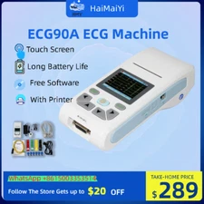 Touch Screen ECG90A Single Channel 12 Leads USB Software Printer EKG ECG Machine