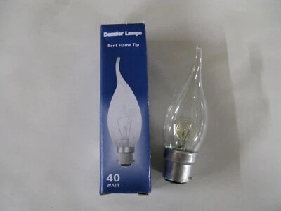 DAZZLER 10 x B22 40W Flame Tip Bent Candle CLEAR Lamp Light Bulb 240V Dimmable BC Joblot