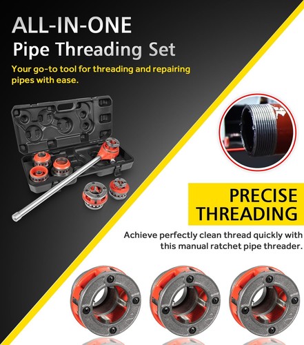 36475 12-R 1/2" - 2" NPT Manual Exposed Ratchet Pipe Threader Heavy-Duty 6 Dies - Picture 5 of 14