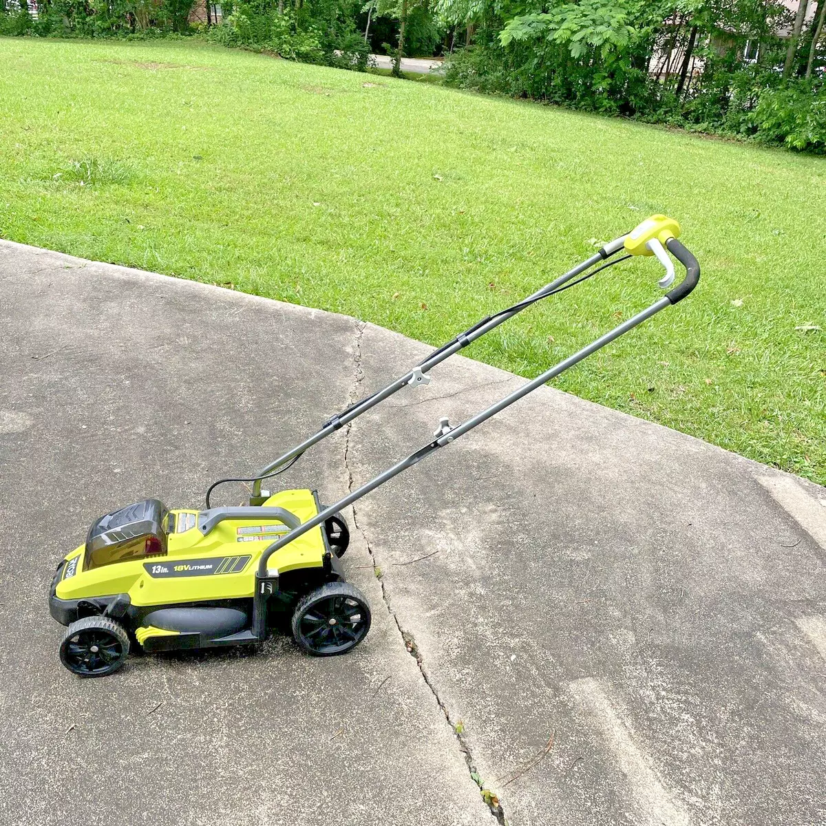 Ryobi ONE 18V 13 in. Cordless Battery Walk Behind Push Lawn Mower P1104 USED