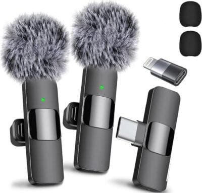 2024 Professional Wireless Lavalier Microphone for iPhone 15 Pro Max, iPad, A...