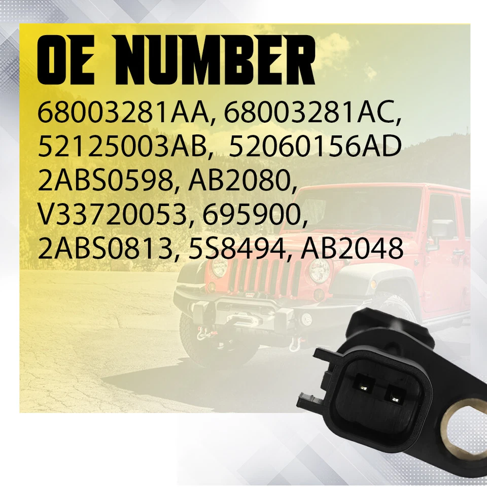 Set of 4 ABS Wheel Speed Sensor 68003281AA For 2007-2017 Jeep Wrangler 3.8L 3.6L - Image 2 of 4