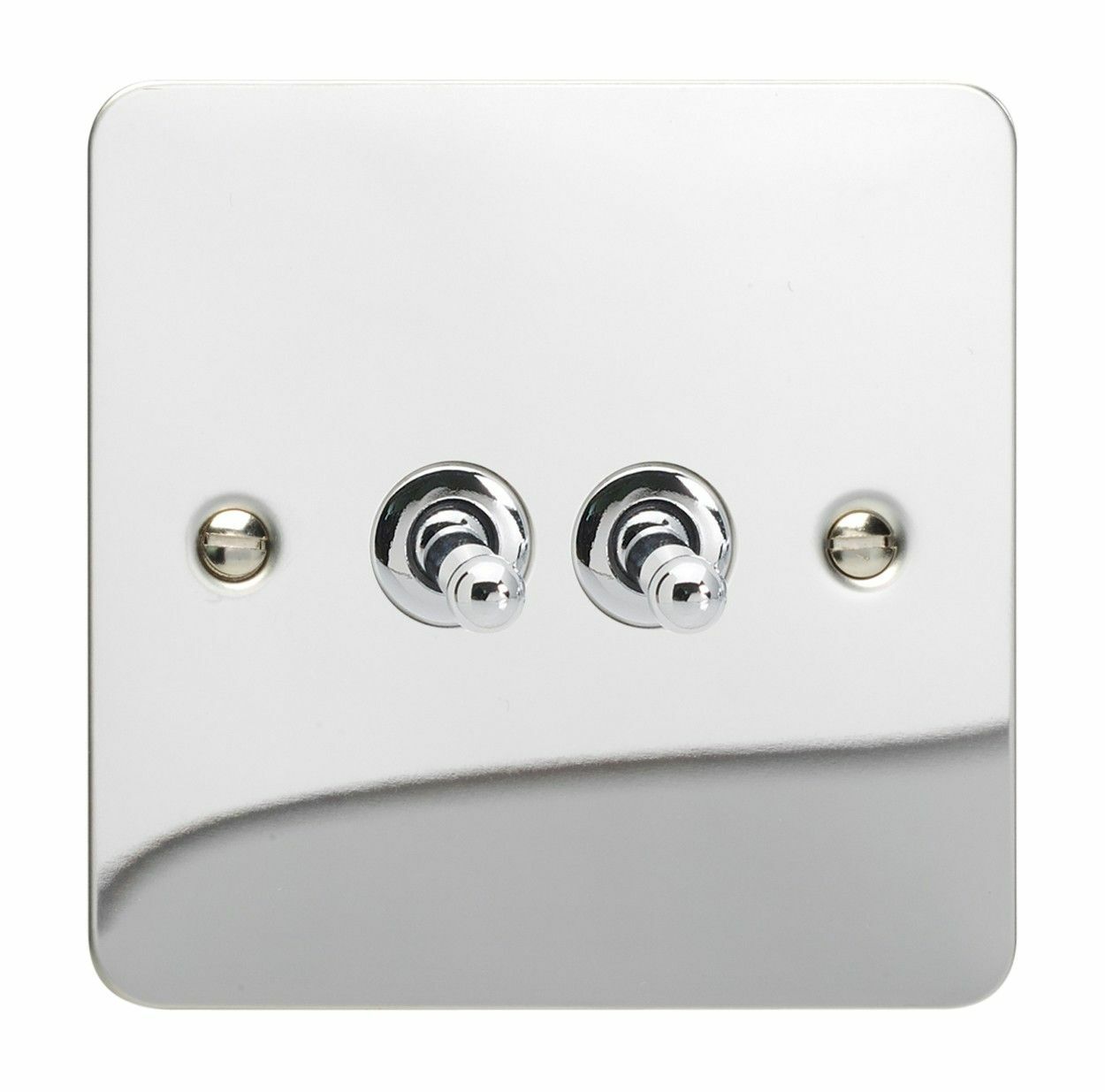 Varilight XFCT2 Ultraflat Polished Chrome 2 Gang 1 or 2 Way Toggle Light Switch
