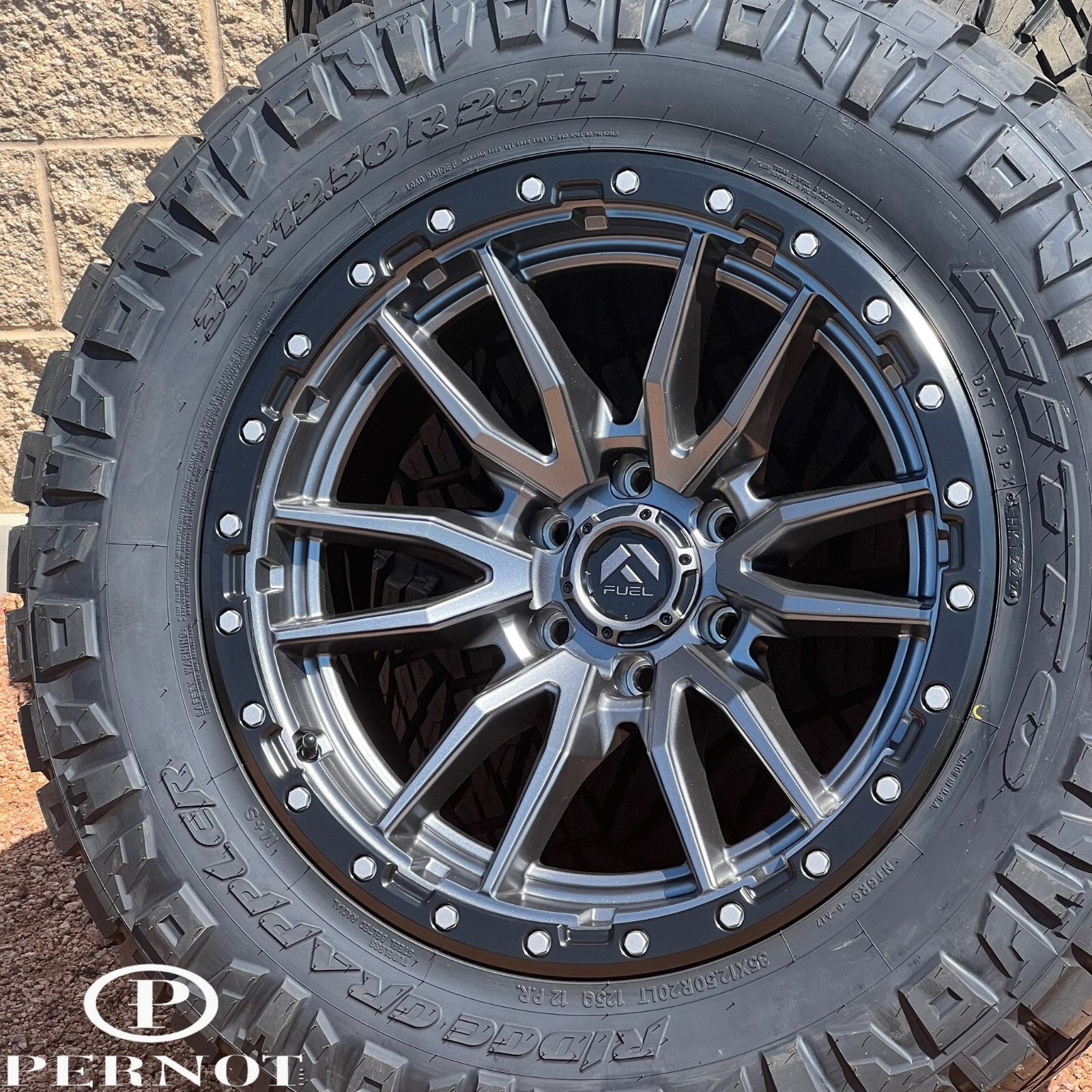 Fuel D680 Rebel Gray Wheels 20x10 6x5.5 & Nitto Ridge Grappler 35 (Set