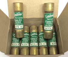 BUSSMANN KTN-6 6A 250V LIMITRON FAST-ACTING FUSE KTN6 (SET OF 7) NEW IN PKG