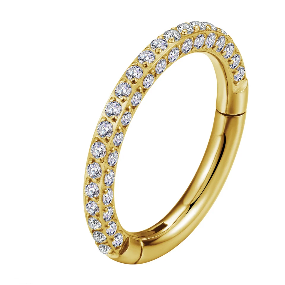 1,2mm Titan 3 Seiten Kristalle Clicker Segment Ring Glitzer Ohr Helix Piercing - Bild 3 von 4