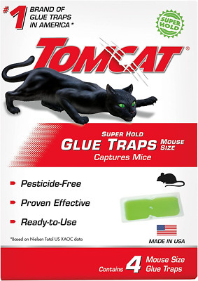 Tomcat Super Hold Glue Traps Mouse Size, Contains 4 Mouse Size Glue Traps - Cap